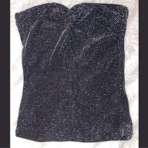 H&M Sparkly black strapless top